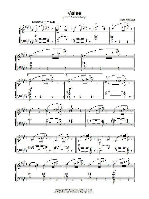 Learn to play Jules Massenet Valse (from Cendrillon) sheet music for Piano Solo in minutes. Price: 7.8900$ Jules Massenet Valse (from Cendrillon) sheet music notes and chords arranged for Piano Solo