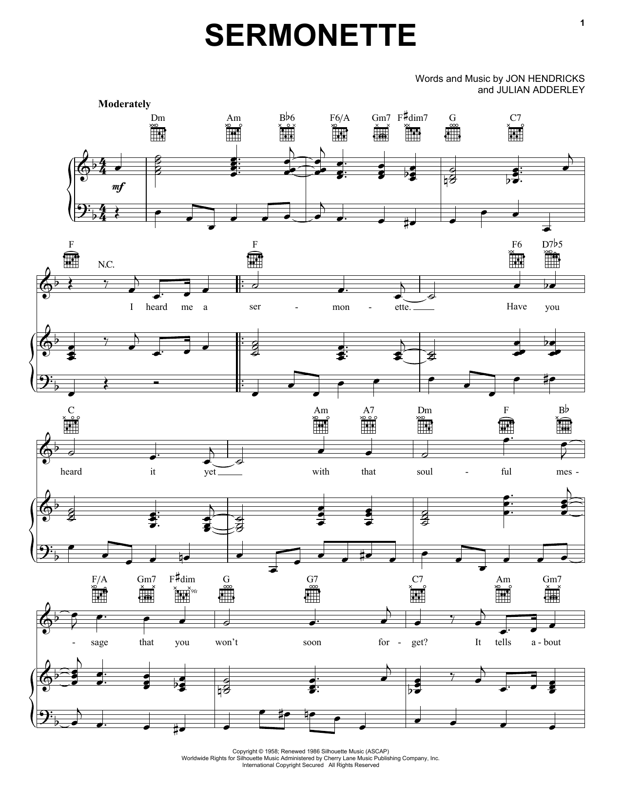 Julian Adderley Sermonette sheet music notes and chords. Download Printable PDF.