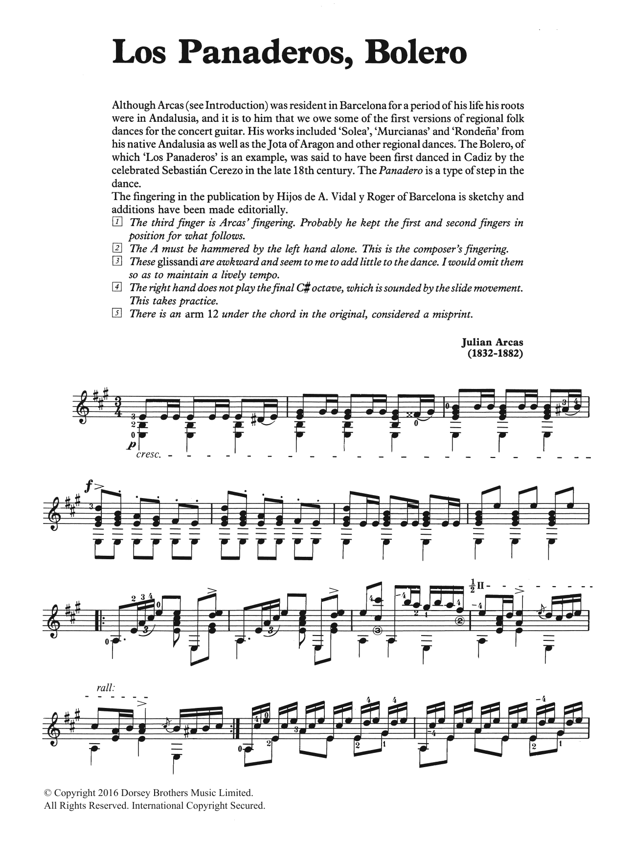 Julian Arcas Los Panaderos, Bolero sheet music notes and chords. Download Printable PDF.