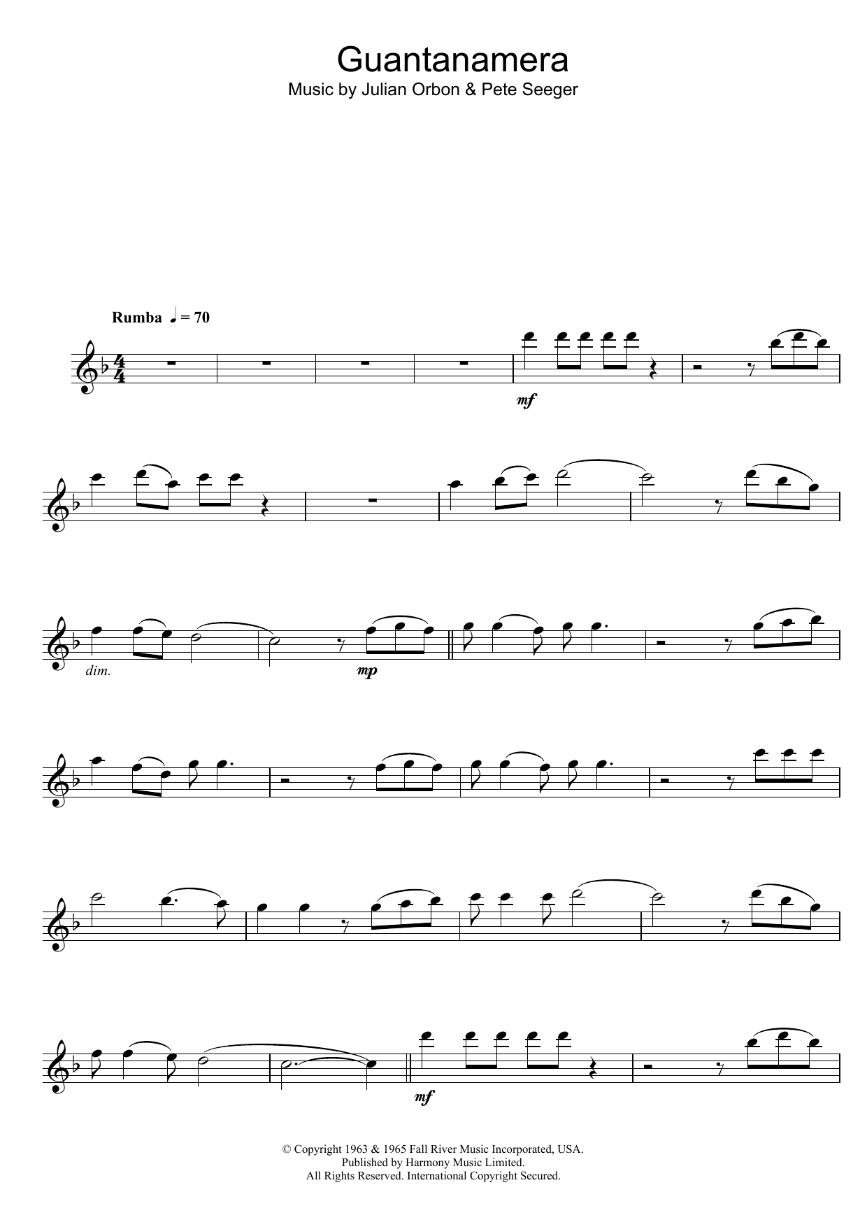 Julian Orbon Guantanamera sheet music notes and chords. Download Printable PDF.