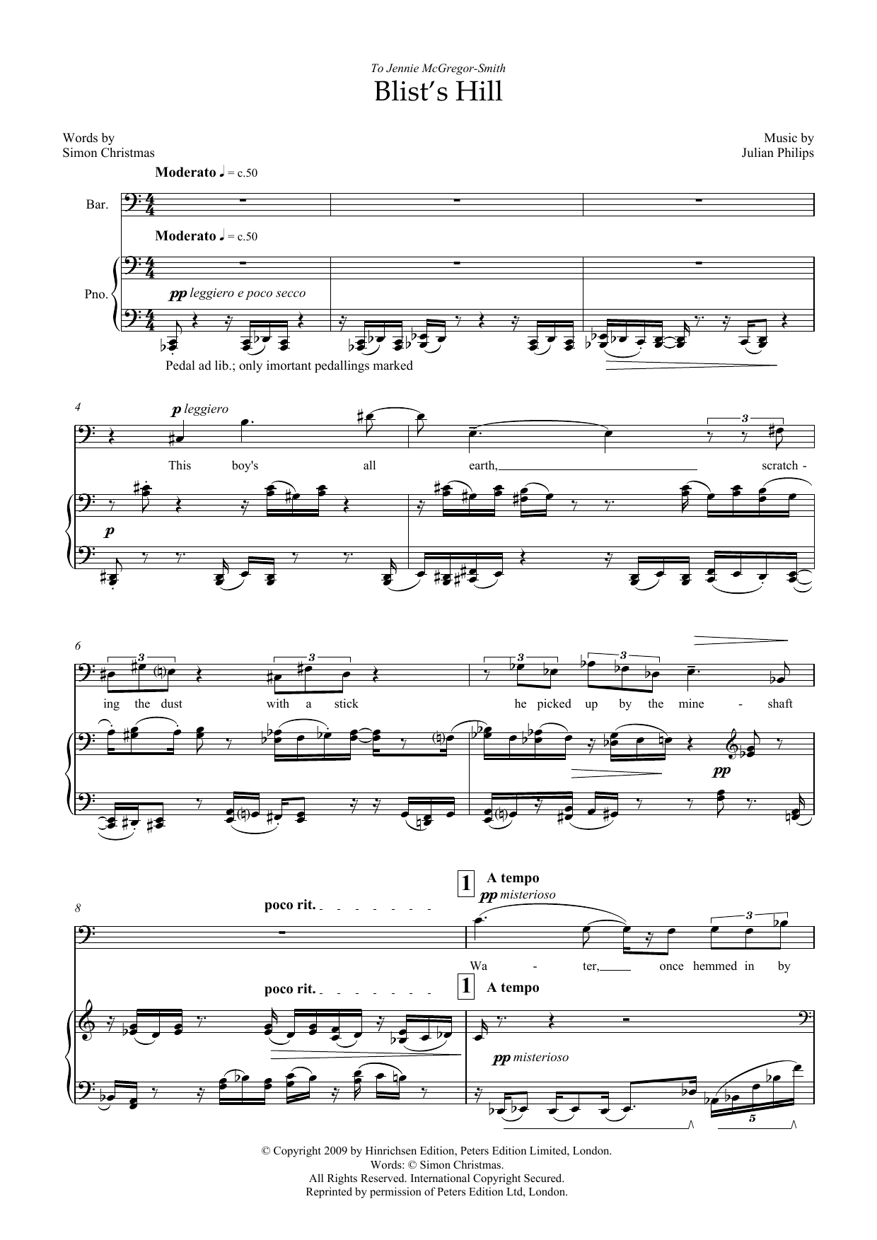 Learn to play Julian Philips Blist's Hill (for baritone & piano) sheet music for Piano & Vocal in minutes. Price: 7.8900$ Julian Philips Blist's Hill (for baritone & piano) sheet music notes and chords arranged for Piano & Vocal