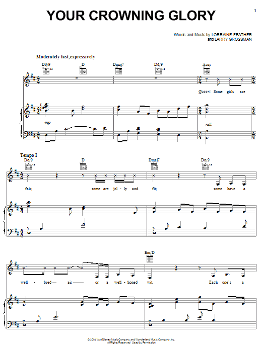 Julie Andrews and Raven Symone Your Crowning Glory sheet music notes and chords arranged for Piano, Vocal & Guitar Chords (Right-Hand Melody)