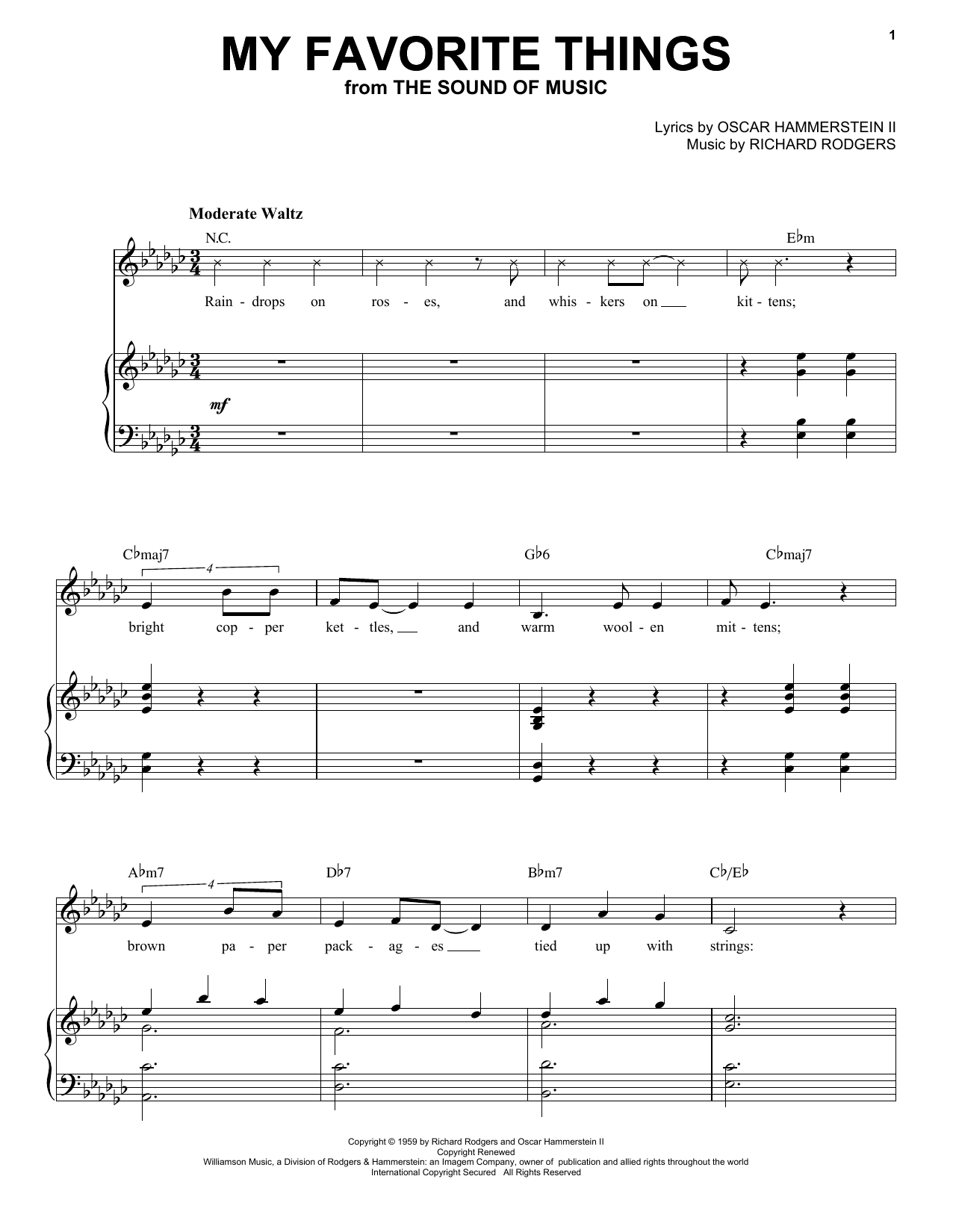 Julie Andrews My Favorite Things sheet music notes and chords. Download Printable PDF.