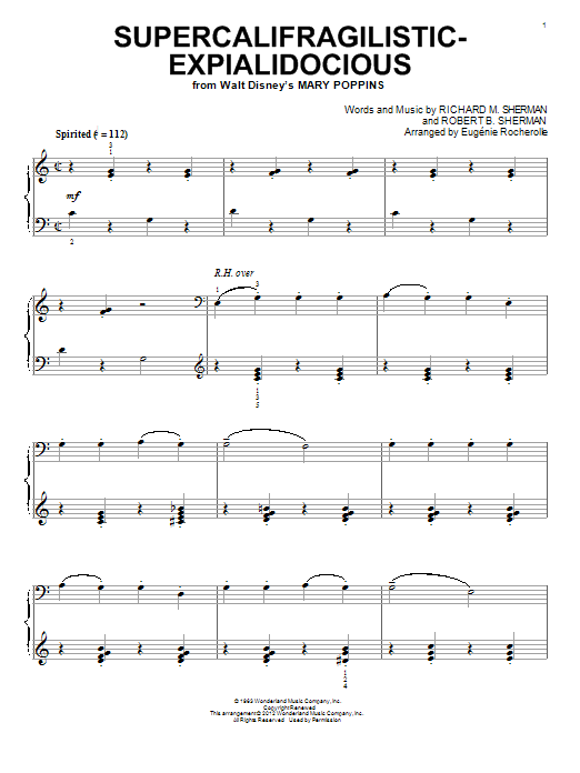 Learn to play Eugénie Rocherolle Supercalifragilisticexpialidocious sheet music for Piano Solo in minutes. Price: 7.8900$ Eugénie Rocherolle Supercalifragilisticexpialidocious sheet music notes and chords arranged for Piano Solo