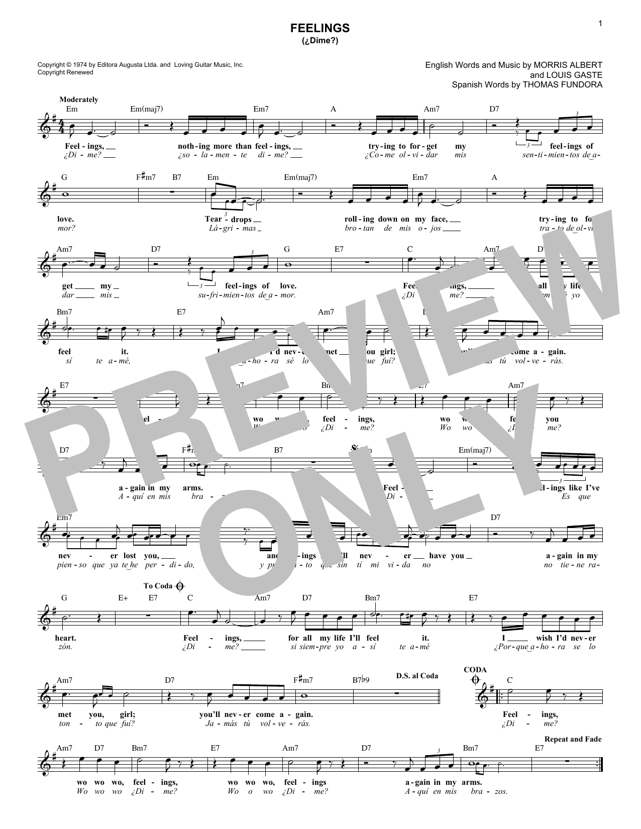 Julio Iglesias Feelings (Dime) sheet music notes and chords. Download Printable PDF.