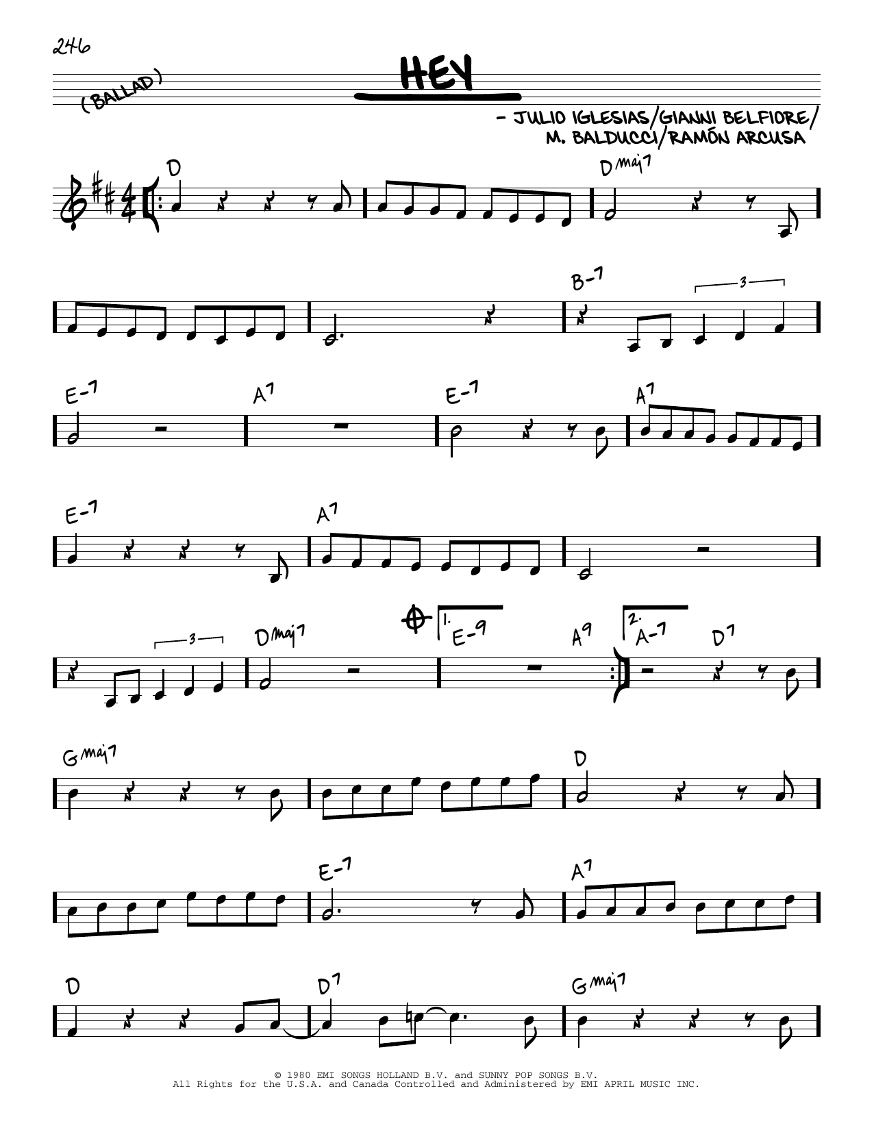 Julio Iglesias Hey sheet music notes and chords. Download Printable PDF.