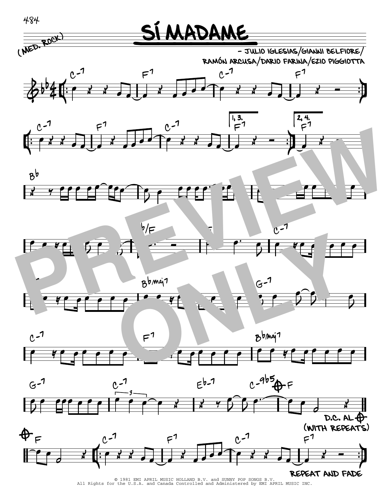 Learn to play Julio Iglesias Si Madame sheet music for Real Book – Melody & Chords in minutes. Price: 5.9900$ Julio Iglesias Si Madame sheet music notes and chords arranged for Real Book – Melody & Chords