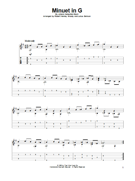 Julius Bellson Minuet In G sheet music notes and chords. Download Printable PDF.