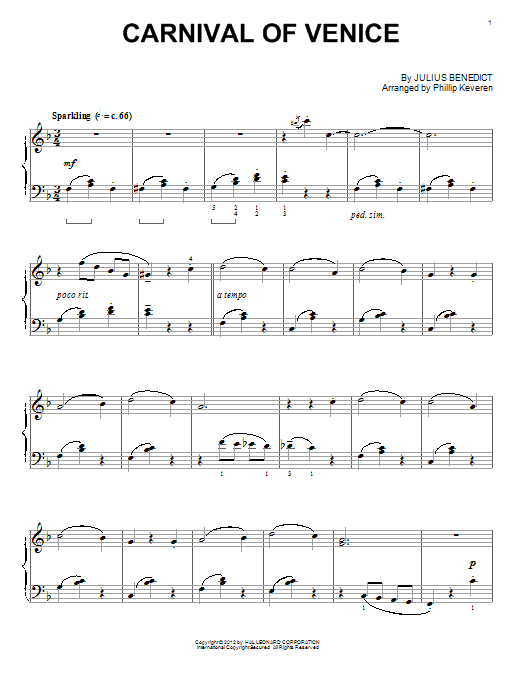 Julius Benedict Carnival Of Venice sheet music notes and chords. Download Printable PDF.