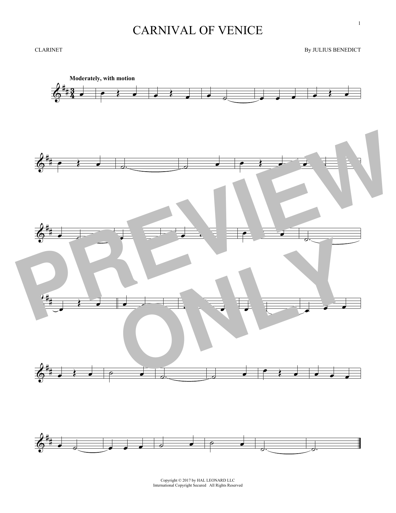 Julius Benedict Carnival Of Venice sheet music notes and chords. Download Printable PDF.