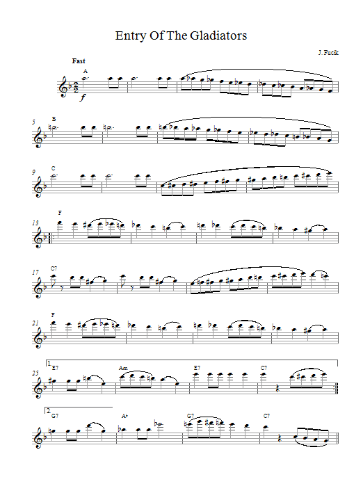 Julius Fucik Entry Of The Gladiators sheet music notes and chords. Download Printable PDF.