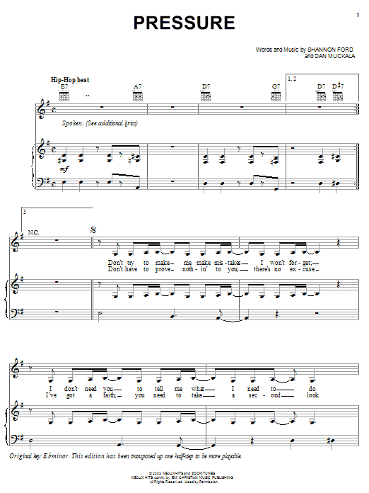 Learn to play Jump5 Pressure sheet music for Piano, Vocal & Guitar Chords (Right-Hand Melody) in minutes. Price: 7.8900$ Jump5 Pressure sheet music notes and chords arranged for Piano, Vocal & Guitar Chords (Right-Hand Melody)