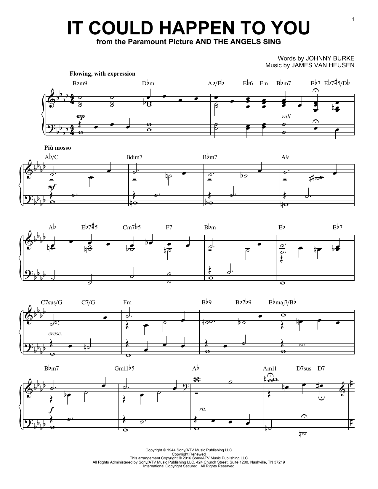 June Christy It Could Happen To You (arr. Brent Edstrom) sheet music notes and chords arranged for Piano Solo