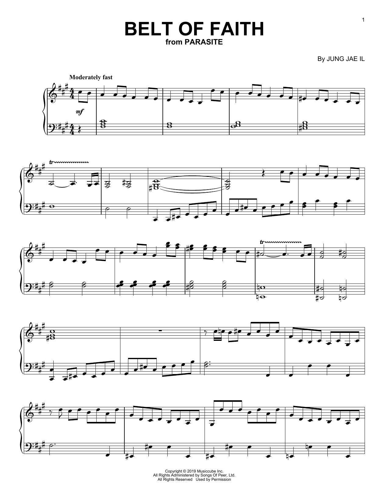 Jung Jaeil Belt Of Faith (from Parasite) sheet music notes and chords. Download Printable PDF.