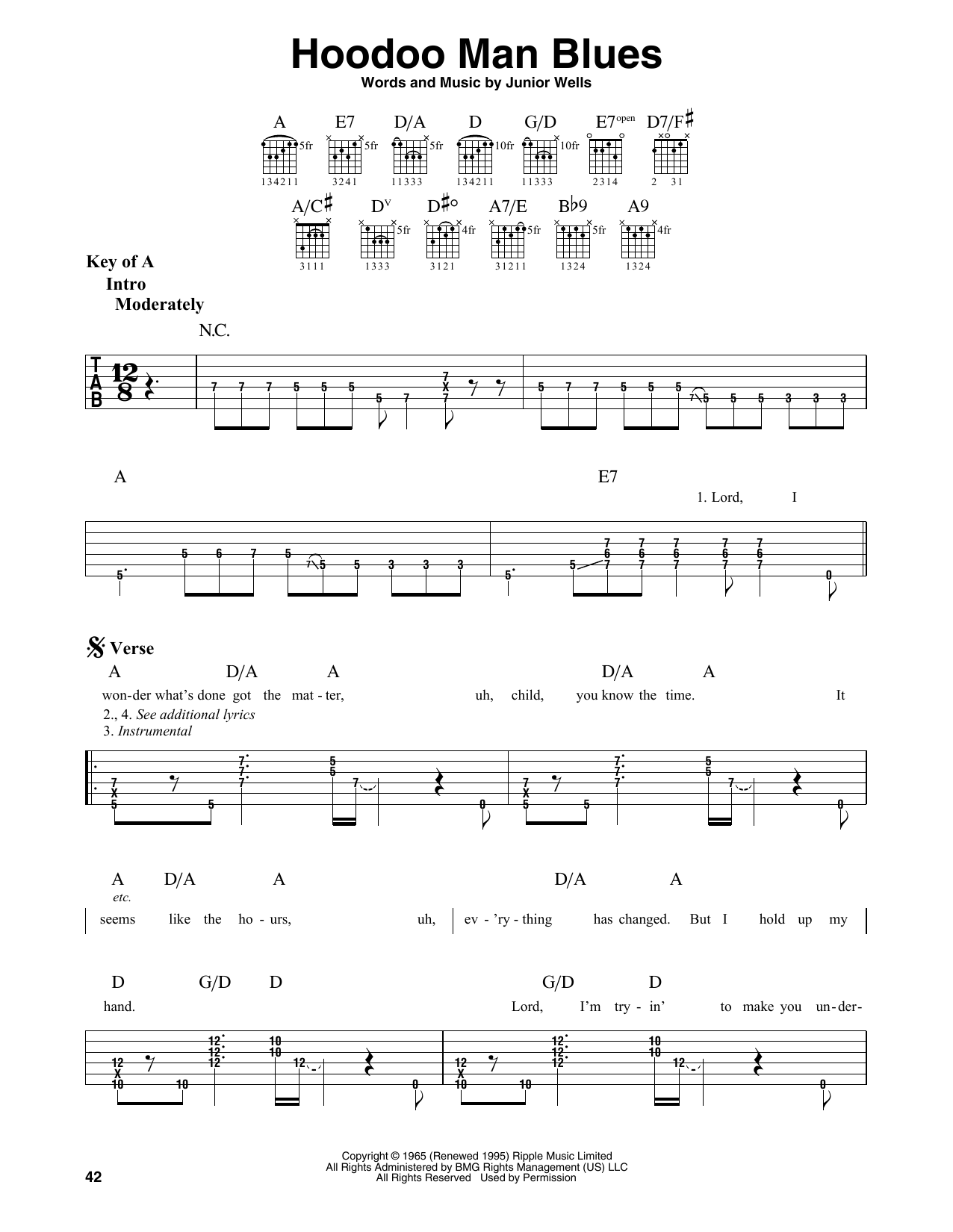 Junior Wells Hoodoo Man Blues sheet music notes and chords. Download Printable PDF.