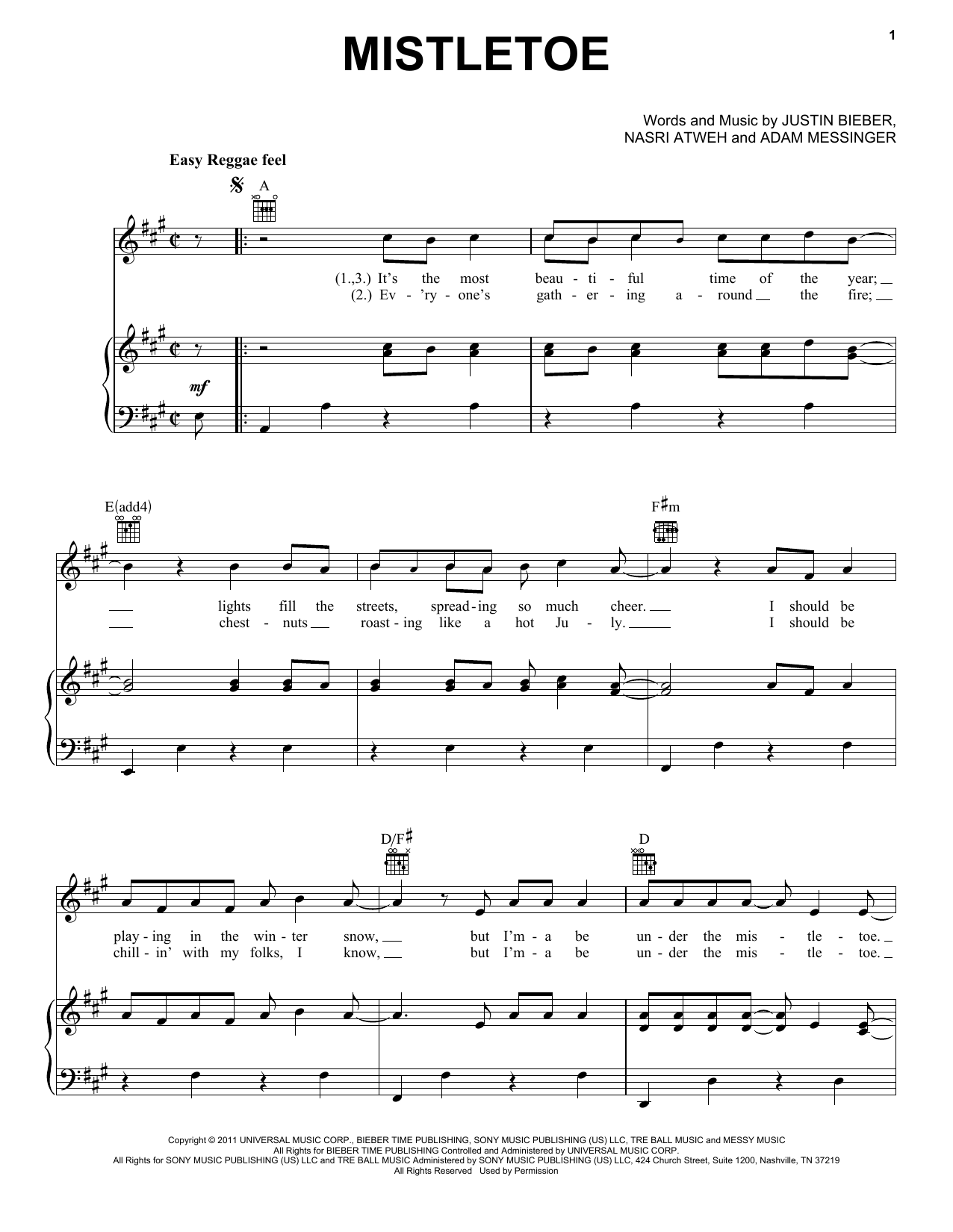 Justin Bieber Mistletoe sheet music notes and chords. Download Printable PDF.