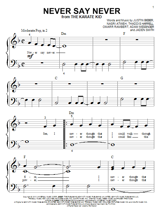 Justin Bieber Never Say Never sheet music notes and chords. Download Printable PDF.