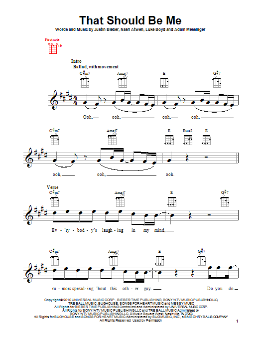 Justin Bieber That Should Be Me sheet music notes and chords. Download Printable PDF.