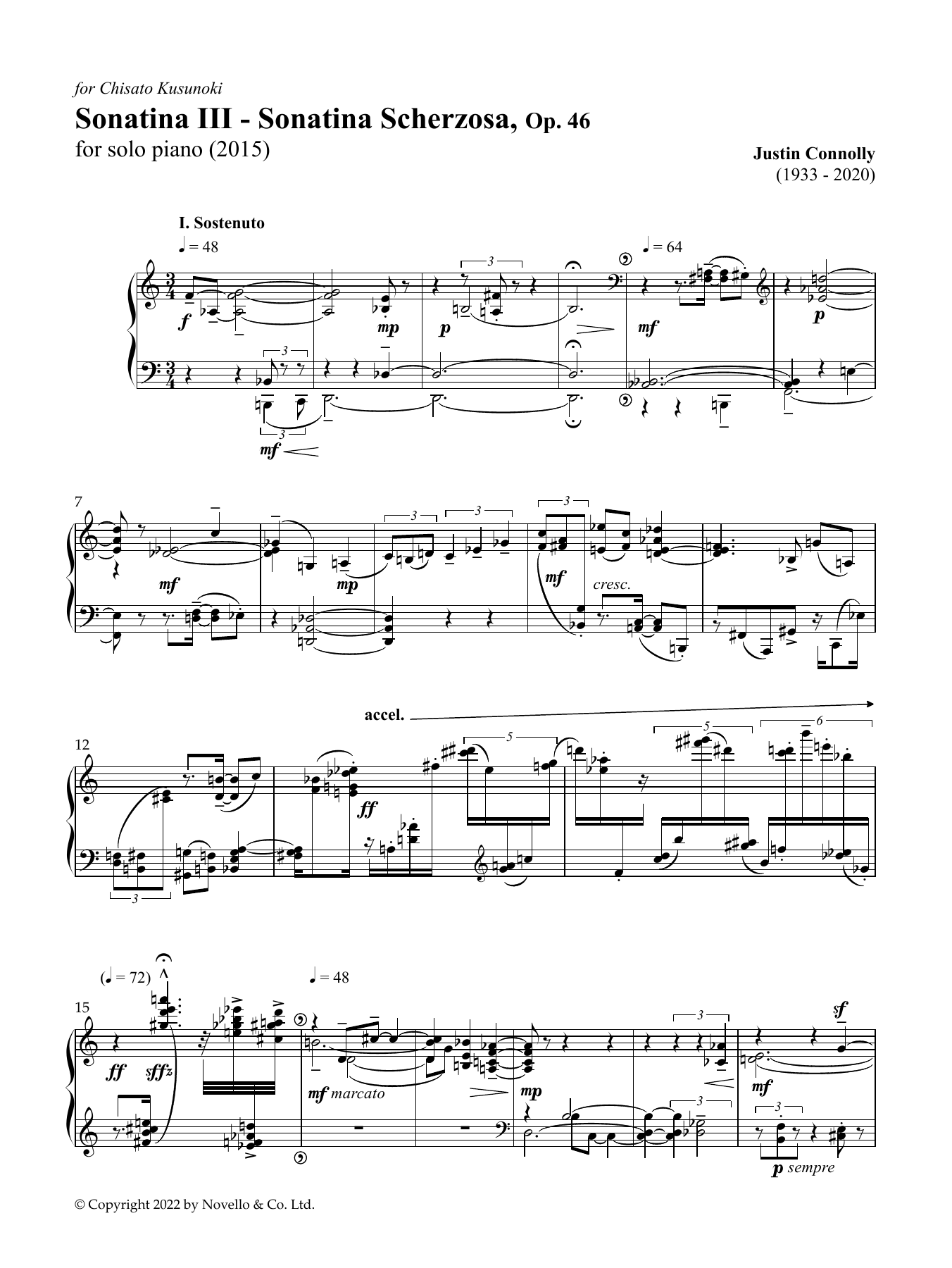 Learn to play Justin Connolly Sonatina III sheet music for Piano Solo in minutes. Price: 21.9700$ Justin Connolly Sonatina III sheet music notes and chords arranged for Piano Solo
