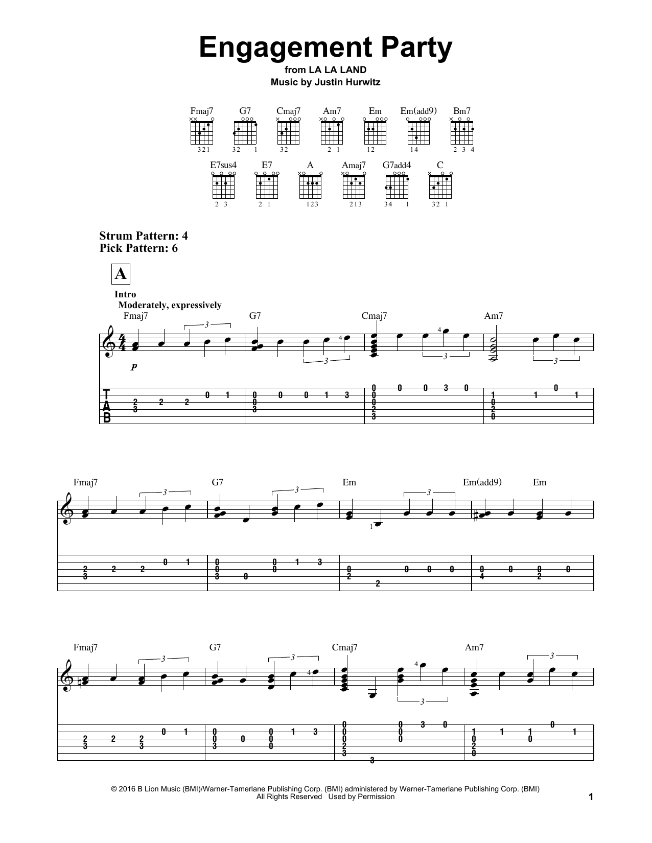 Justin Hurwitz Engagement Party (from La La Land) sheet music notes and chords. Download Printable PDF.