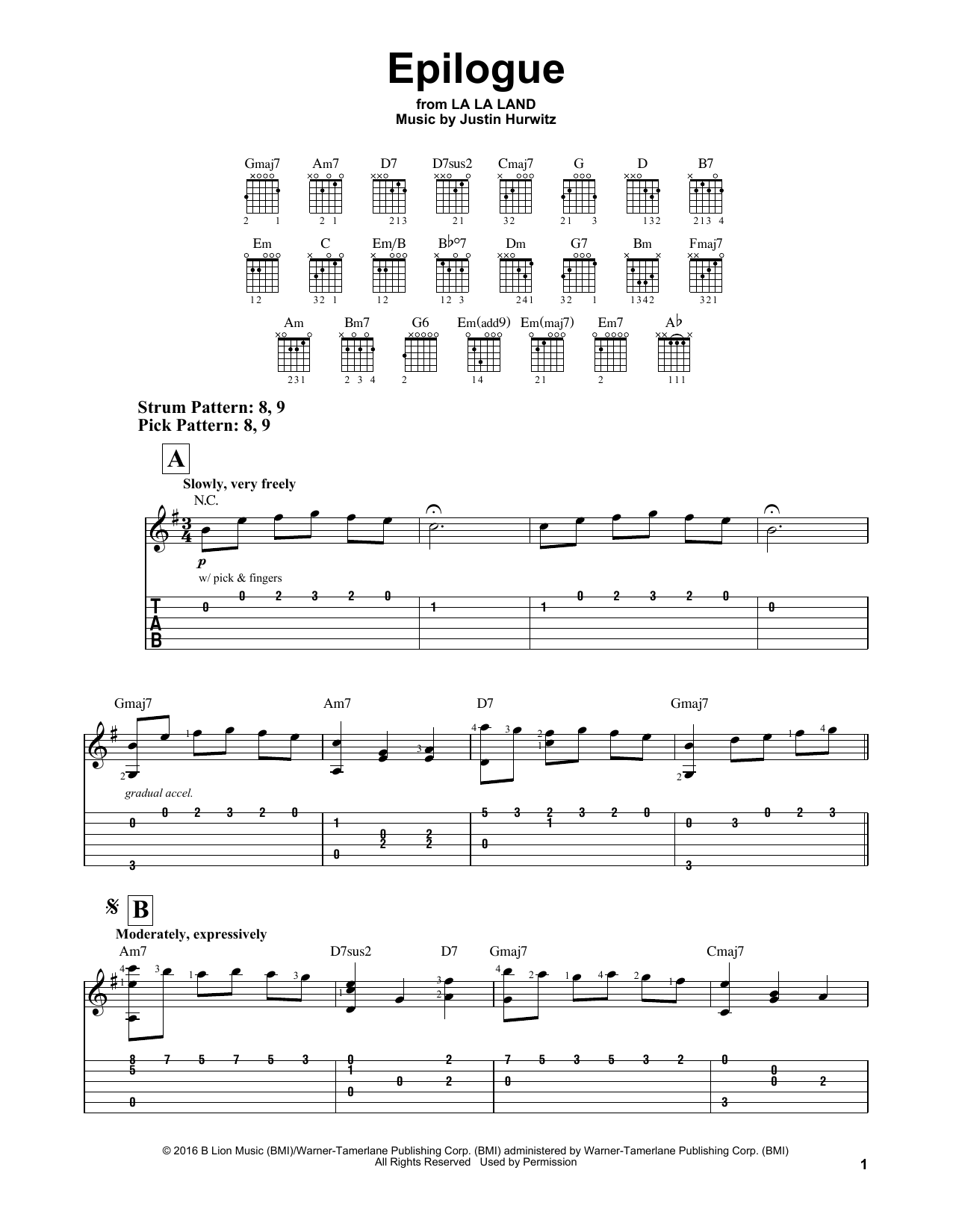 Justin Hurwitz Epilogue sheet music notes and chords. Download Printable PDF.