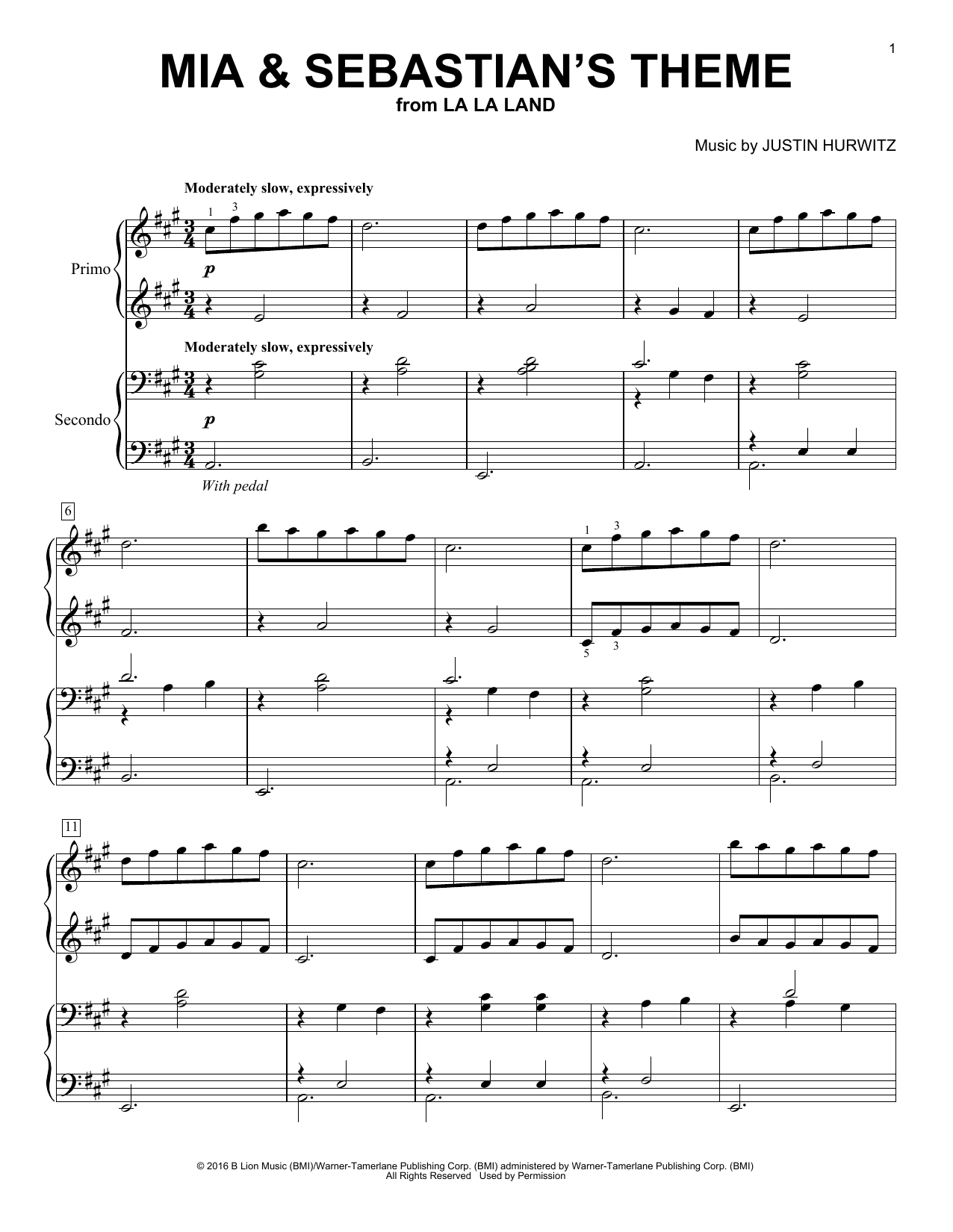 Justin Hurwitz Mia & Sebastian's Theme (from La La Land) (arr. Brent Edstrom) sheet music notes and chords. Download Printable PDF.