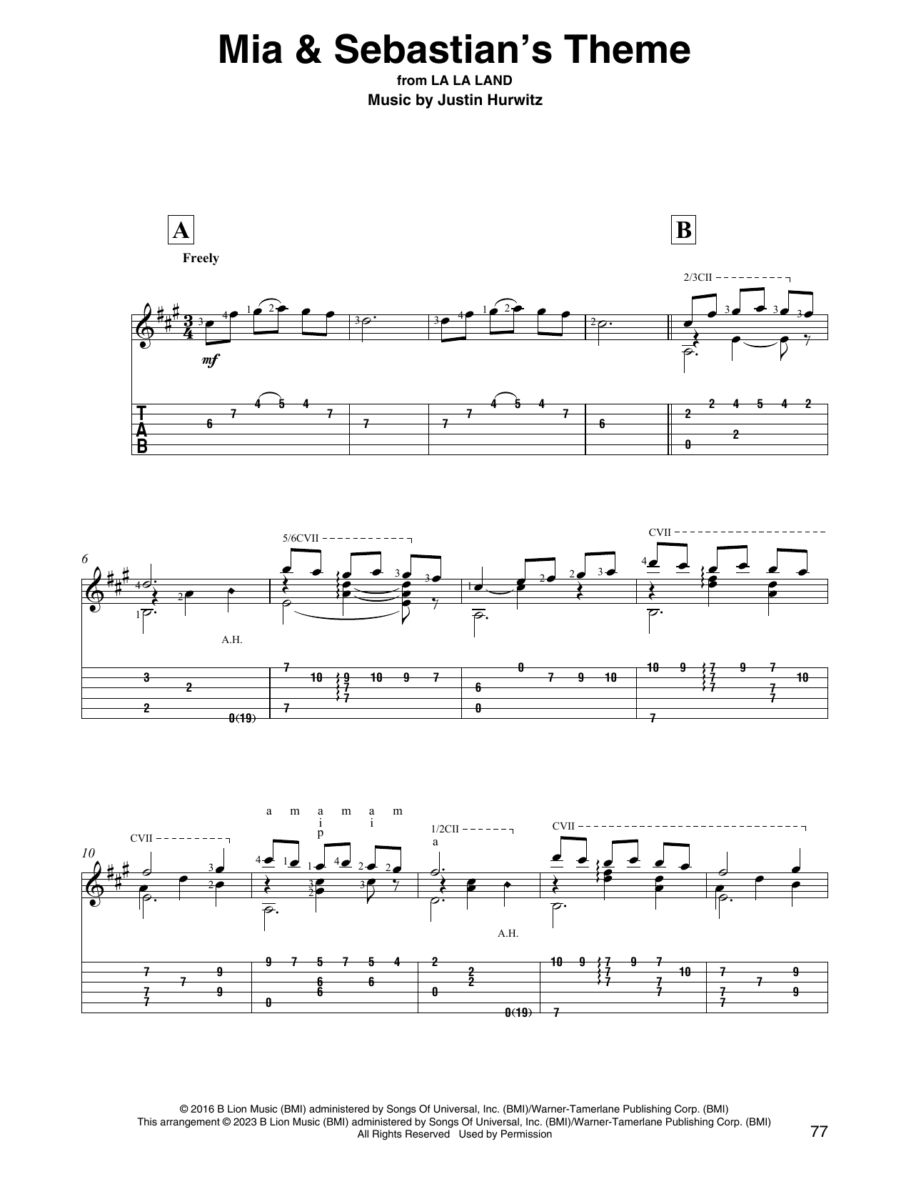 Justin Hurwitz Mia & Sebastian's Theme (from La La Land) sheet music notes and chords. Download Printable PDF.