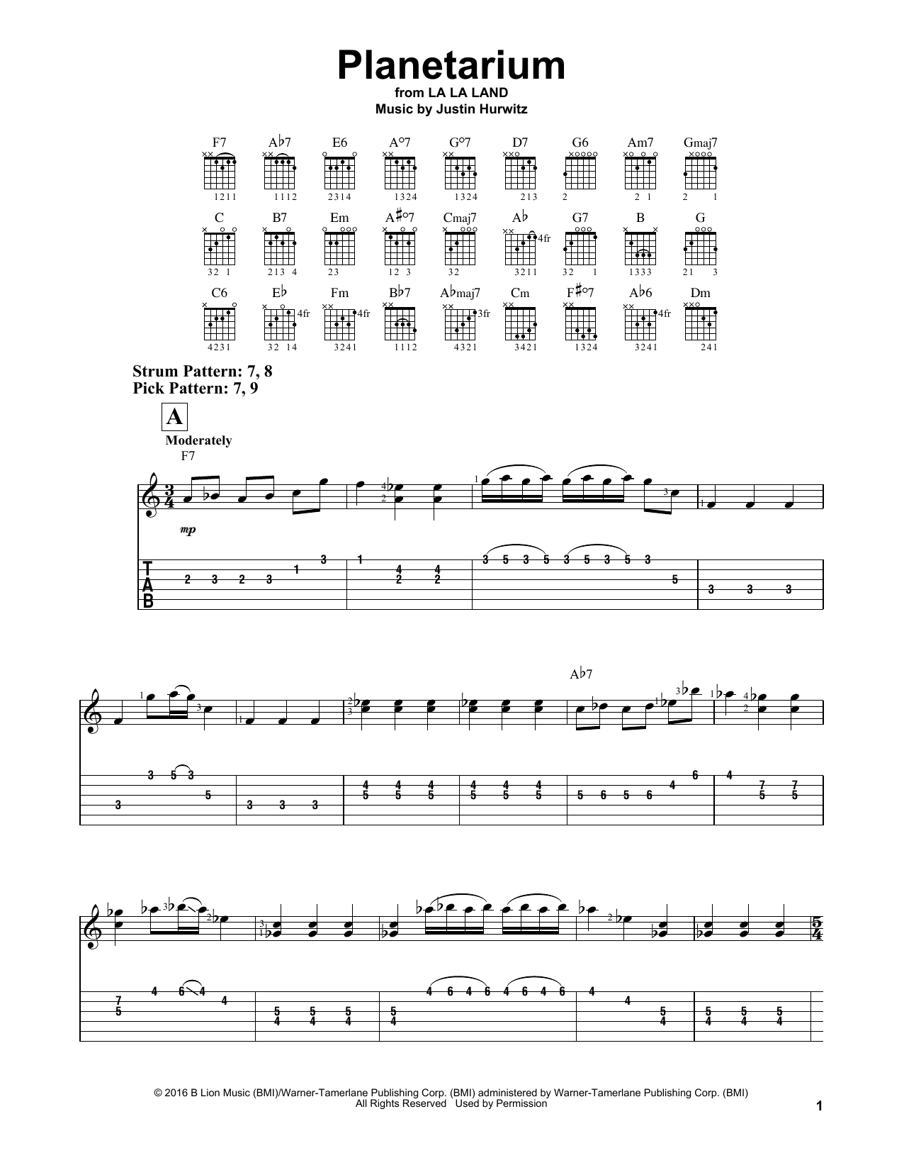 Justin Hurwitz Planetarium (from La La Land) sheet music notes and chords. Download Printable PDF.