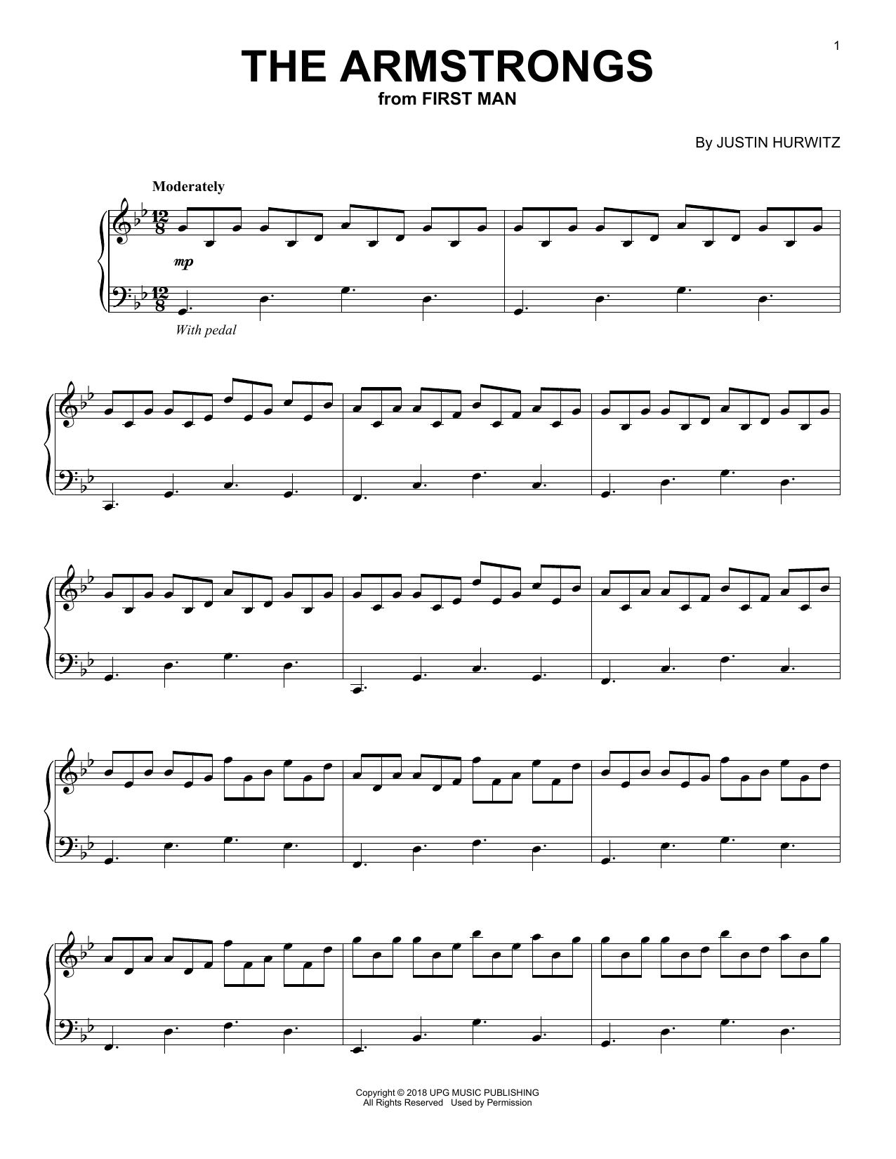 Justin Hurwitz The Armstrongs (from First Man) sheet music notes and chords. Download Printable PDF.