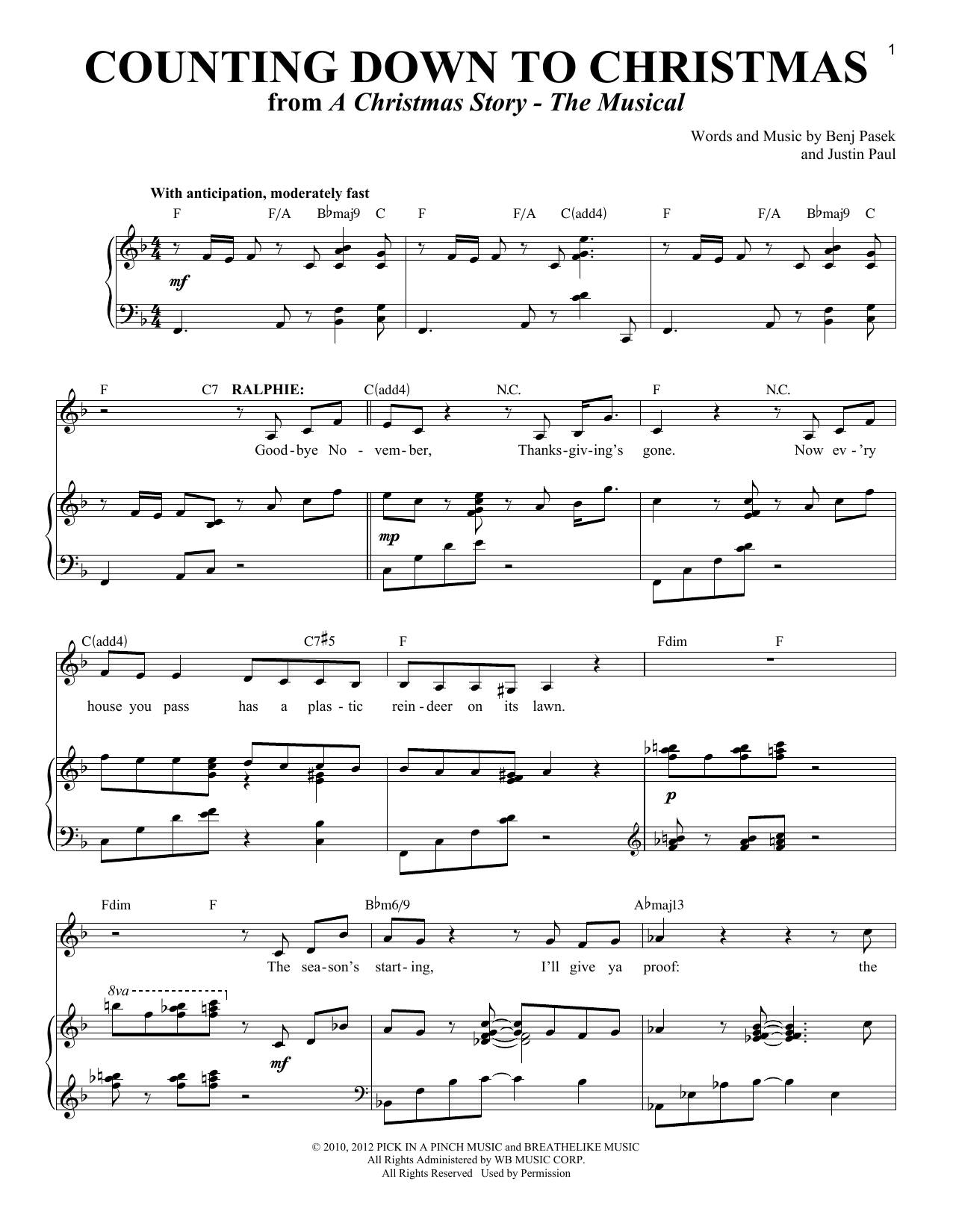 Learn to play Justin Paul Counting Down To Christmas sheet music for Piano & Vocal in minutes. Price: 7.8900$ Justin Paul Counting Down To Christmas sheet music notes and chords arranged for Piano & Vocal