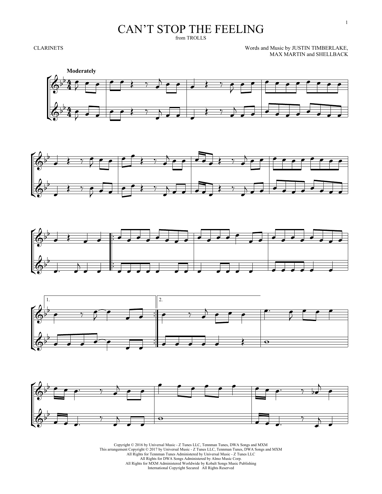 Justin Timberlake Can't Stop The Feeling sheet music notes and chords. Download Printable PDF.