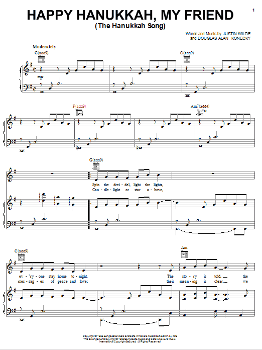 Learn to play Justin Wilde Happy Hanukkah, My Friend (The Hanukkah Song) sheet music for Piano, Vocal & Guitar Chords (Right-Hand Melody) in minutes. Price: 7.8900$ Justin Wilde Happy Hanukkah, My Friend (The Hanukkah Song) sheet music notes and chords arranged for Piano, Vocal & Guitar Chords (Right-Hand Melody)