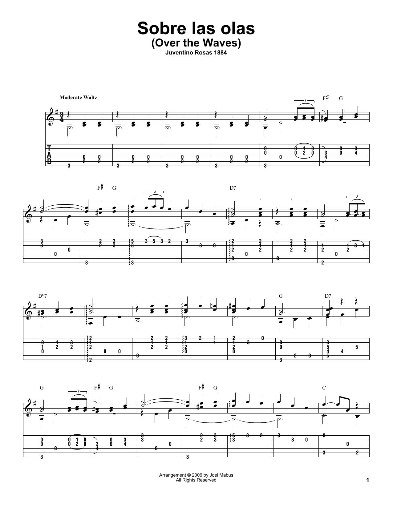 Juventino Rosas Over The Waves (arr. Joel Mabus) sheet music notes and chords. Download Printable PDF.