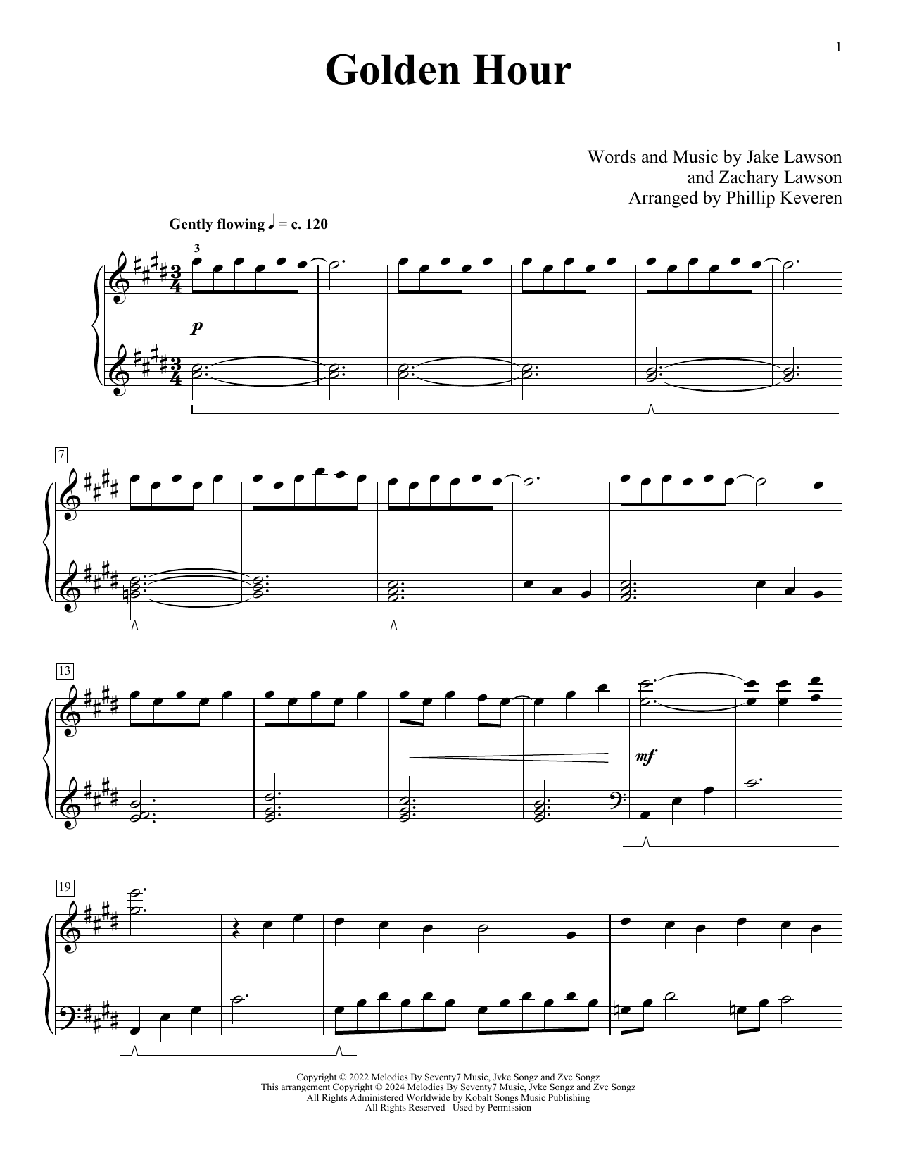 Jvke Golden Hour (arr. Phillip Keveren) sheet music notes and chords. Download Printable PDF.