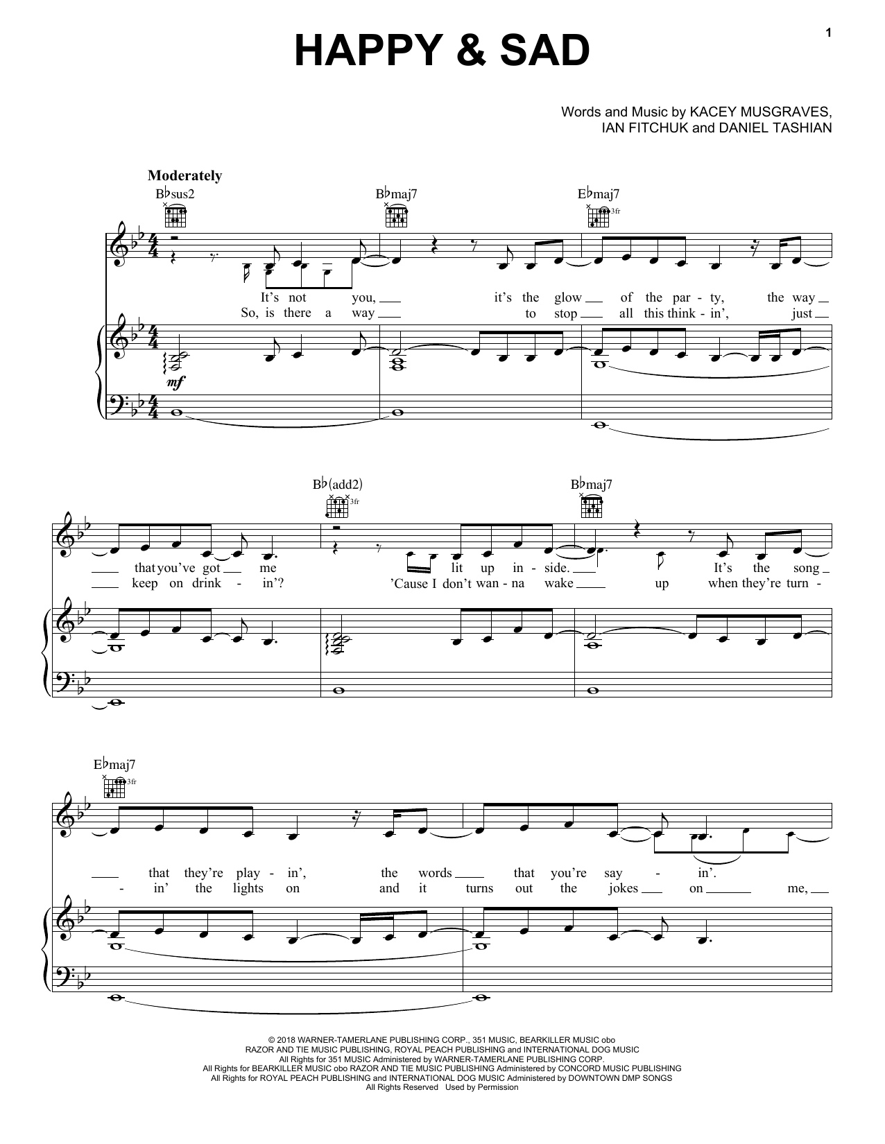 Kacey Musgraves Happy & Sad sheet music notes and chords. Download Printable PDF.