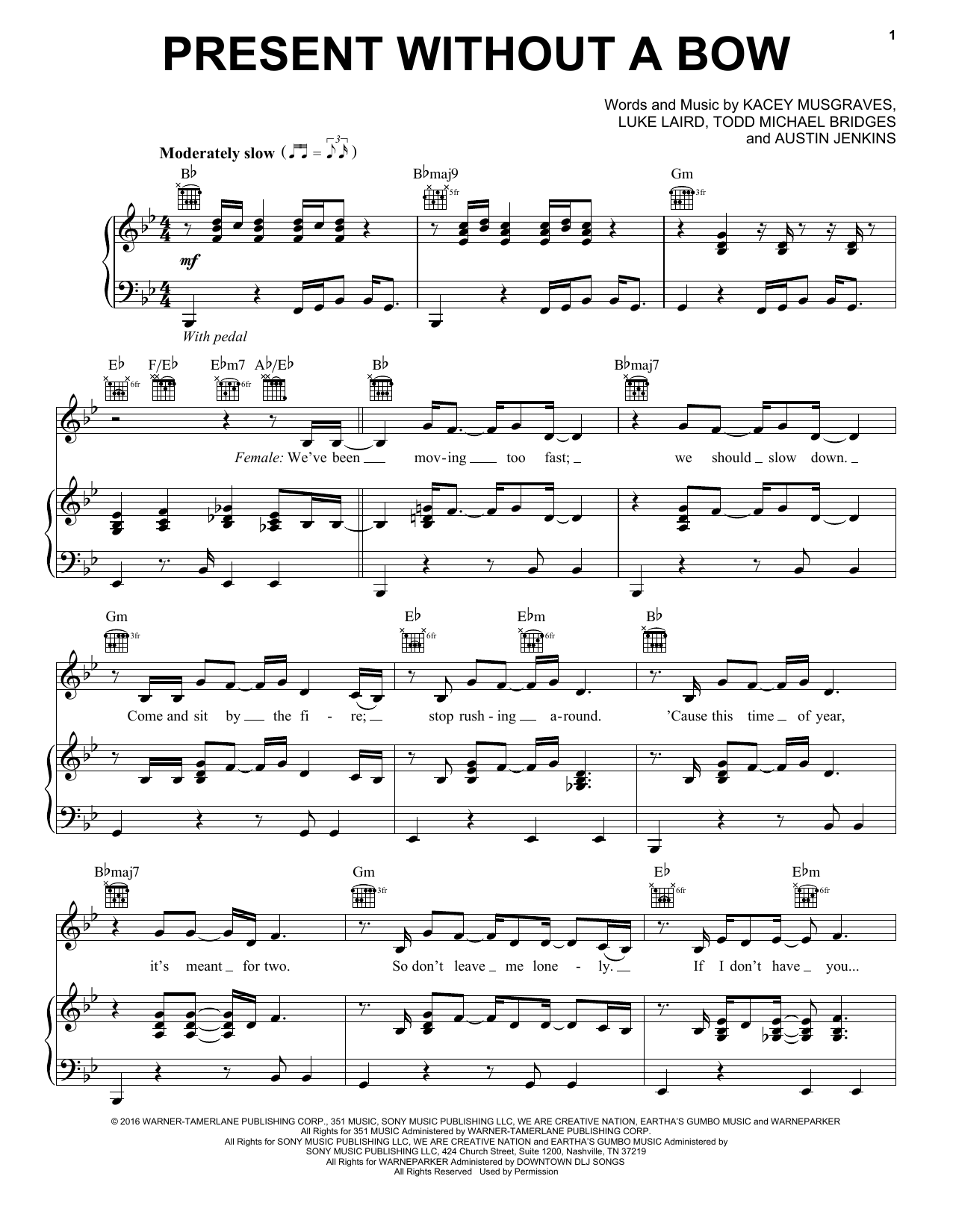 Kacey Musgraves Present Without A Bow (feat. Leon Bridges) sheet music notes and chords. Download Printable PDF.