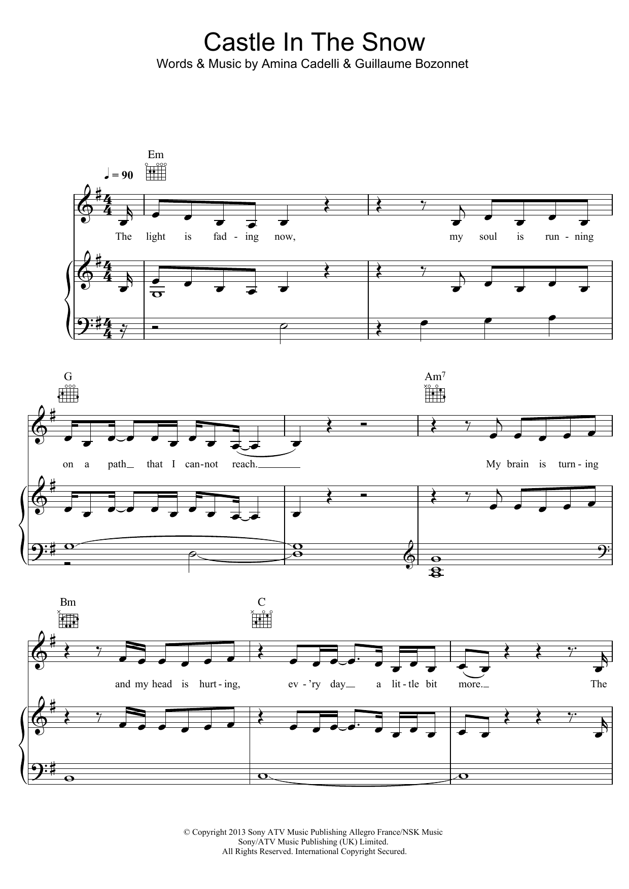 Learn to play Kadebostany Castle In The Snow sheet music for Piano, Vocal & Guitar Chords in minutes. Price: 7.8900$ Kadebostany Castle In The Snow sheet music notes and chords arranged for Piano, Vocal & Guitar Chords