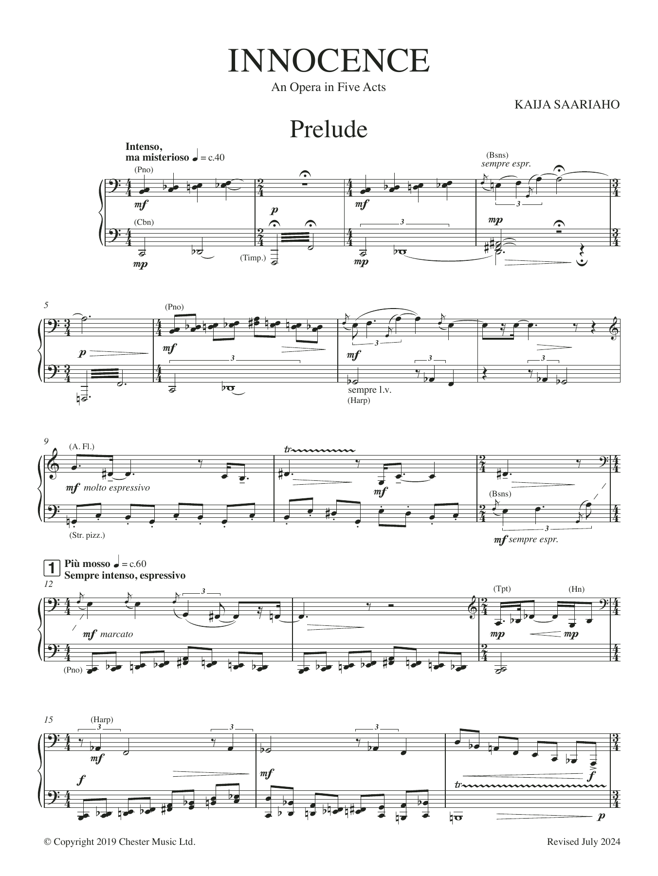 Learn to play Kaija Saariaho Innocence (Vocal Score) sheet music for Choir in minutes. Price: 99.9900$ Kaija Saariaho Innocence (Vocal Score) sheet music notes and chords arranged for Choir