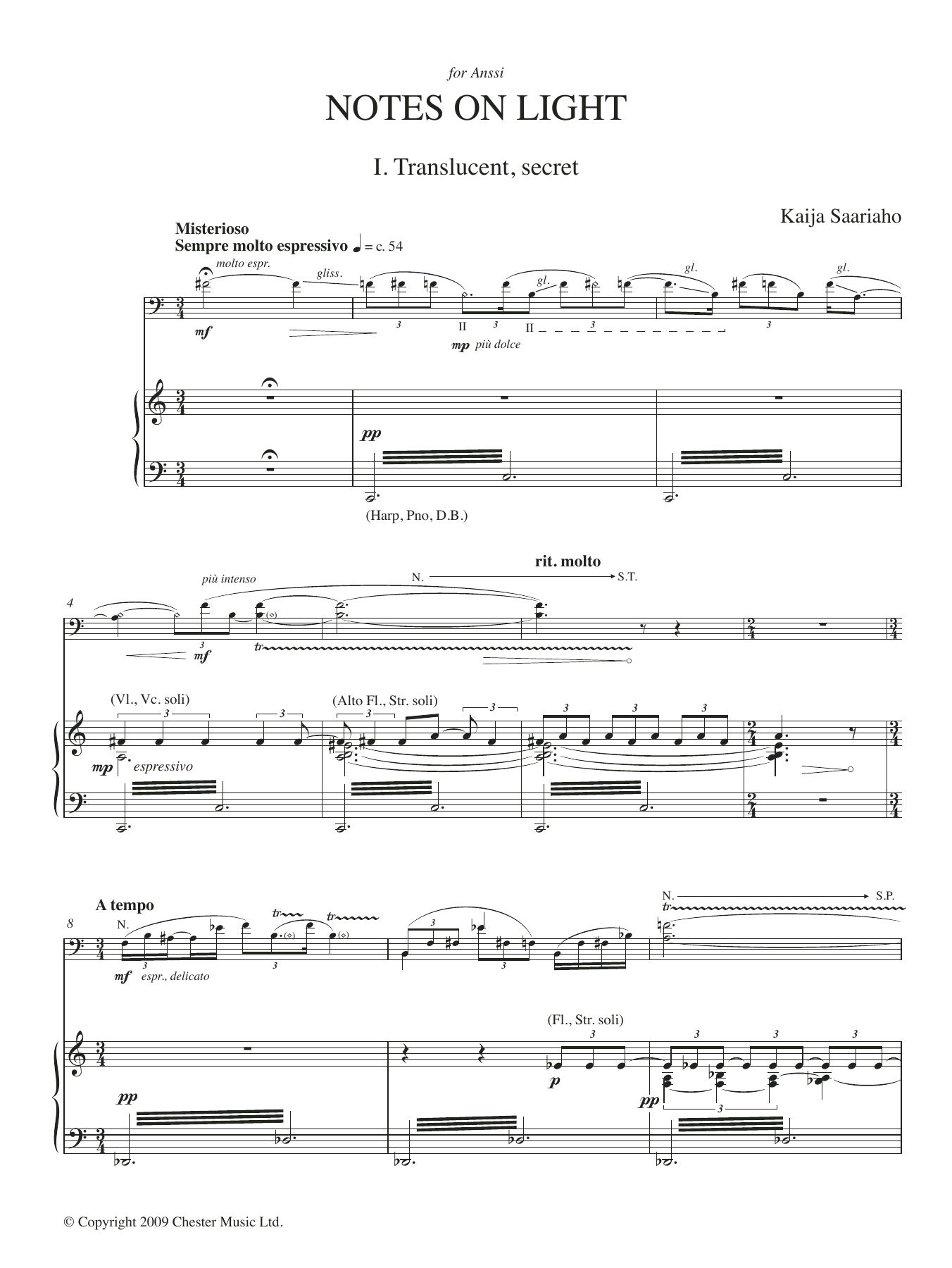 Kaija Saariaho Notes on Light (piano reduction) sheet music notes and chords. Download Printable PDF.