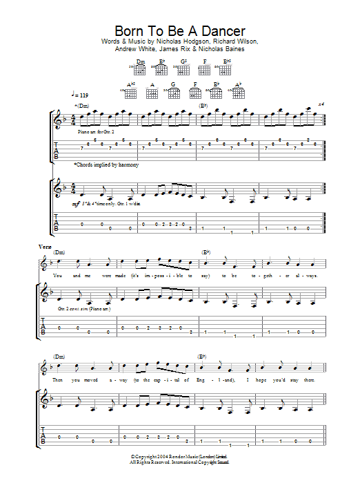 Kaiser Chiefs Born To Be A Dancer sheet music notes and chords. Download Printable PDF.