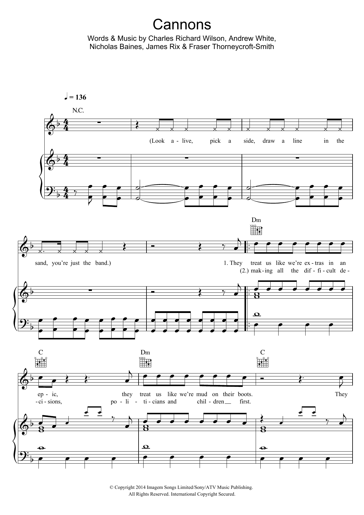 Learn to play Kaiser Chiefs Cannons sheet music for Piano, Vocal & Guitar Chords in minutes. Price: 7.8900$ Kaiser Chiefs Cannons sheet music notes and chords arranged for Piano, Vocal & Guitar Chords
