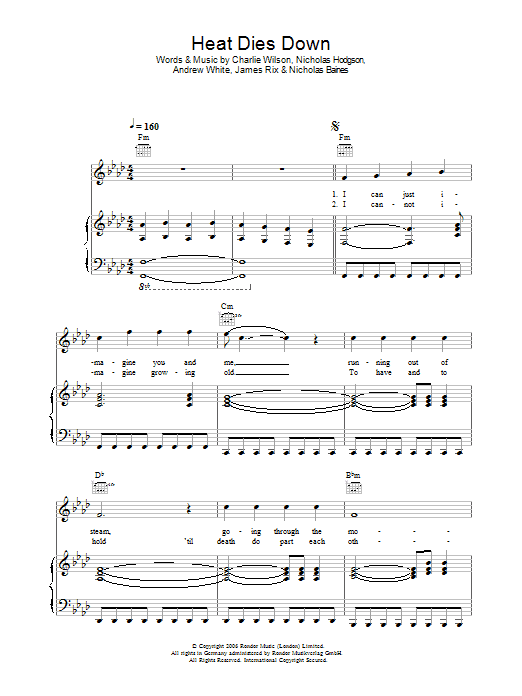 Learn to play Kaiser Chiefs Heat Dies Down sheet music for Guitar Tab in minutes. Price: 7.8900$ Kaiser Chiefs Heat Dies Down sheet music notes and chords arranged for Guitar Tab