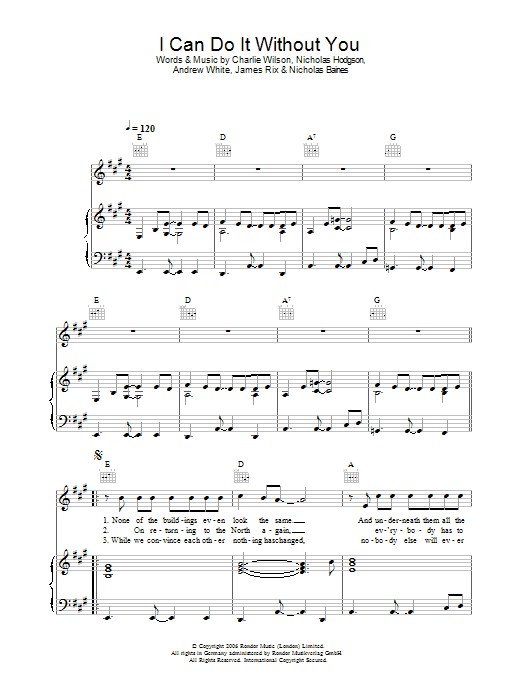 Learn to play Kaiser Chiefs I Can Do It Without You sheet music for Guitar Tab in minutes. Price: 7.8900$ Kaiser Chiefs I Can Do It Without You sheet music notes and chords arranged for Guitar Tab