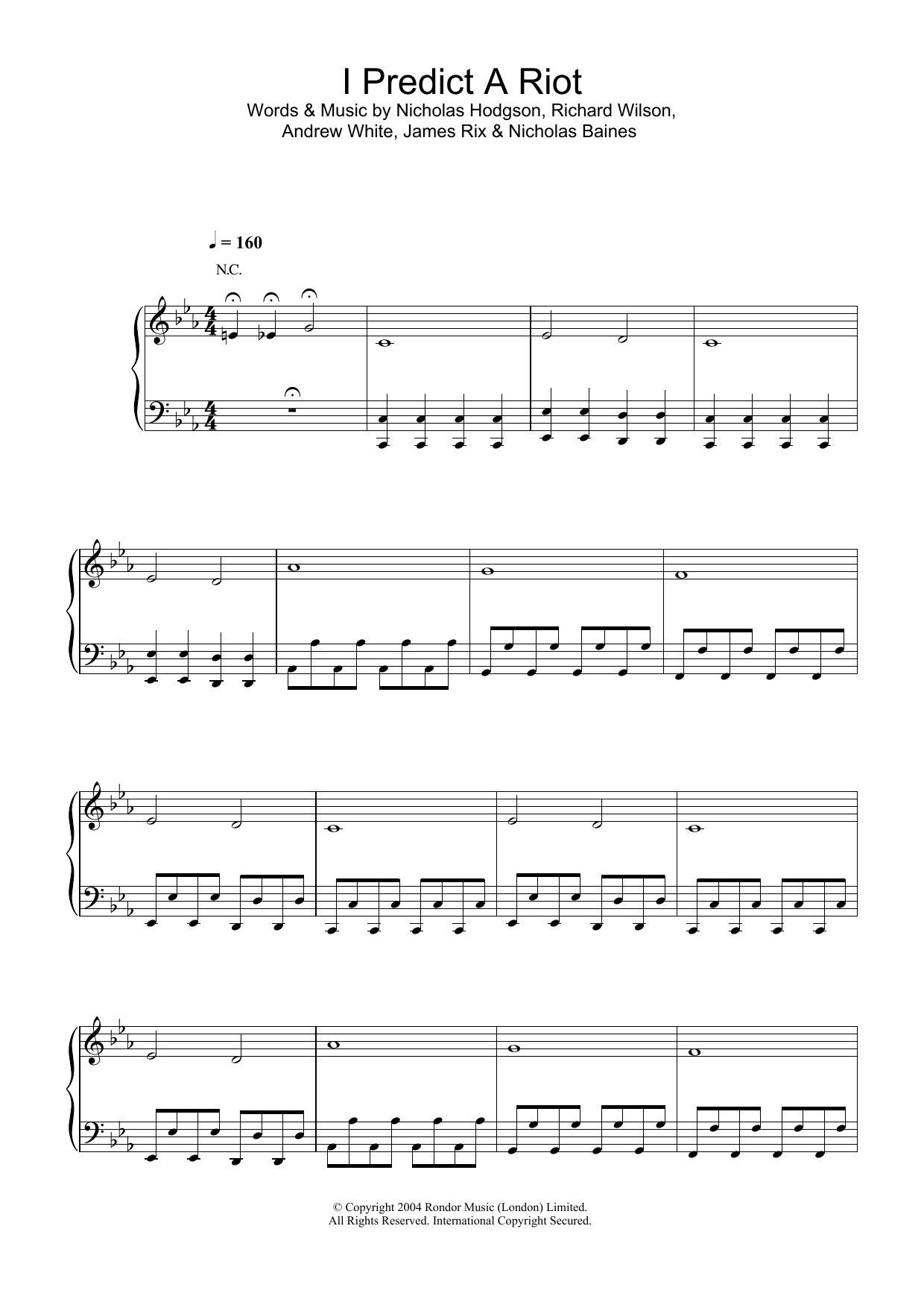 Kaiser Chiefs I Predict A Riot sheet music notes and chords. Download Printable PDF.