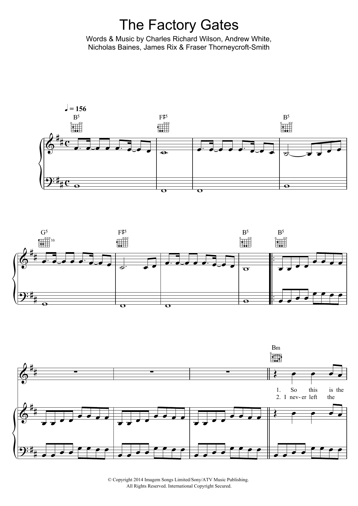 Learn to play Kaiser Chiefs The Factory Gates sheet music for Piano, Vocal & Guitar Chords in minutes. Price: 7.8900$ Kaiser Chiefs The Factory Gates sheet music notes and chords arranged for Piano, Vocal & Guitar Chords
