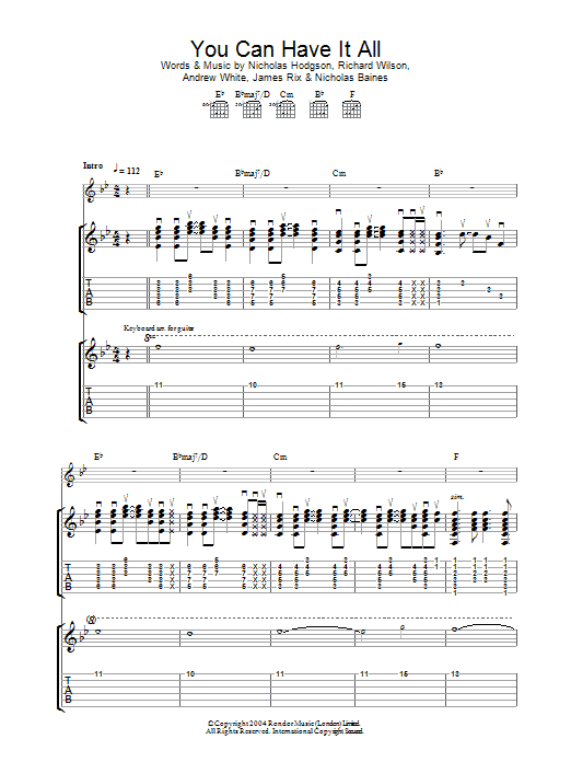 Learn to play Kaiser Chiefs You Can Have It All sheet music for Guitar Tab in minutes. Price: 7.8900$ Kaiser Chiefs You Can Have It All sheet music notes and chords arranged for Guitar Tab