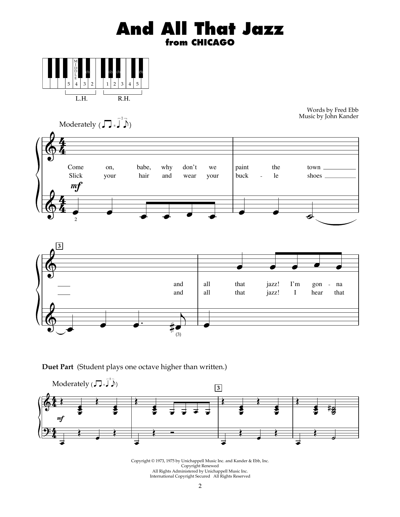 Kander & Ebb And All That Jazz (from Chicago) sheet music notes and chords. Download Printable PDF.