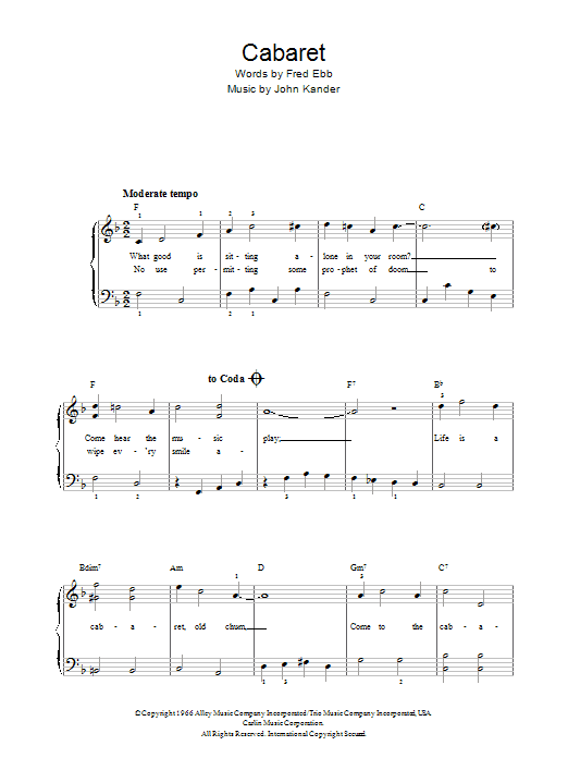 Kander & Ebb Cabaret (Chorus Only) sheet music notes and chords arranged for Piano, Vocal & Guitar Chords