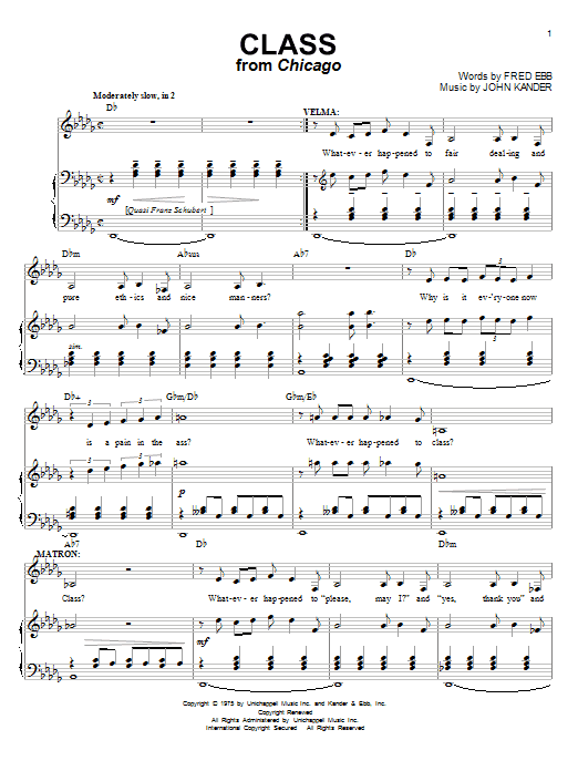 Kander & Ebb Class sheet music notes and chords. Download Printable PDF.