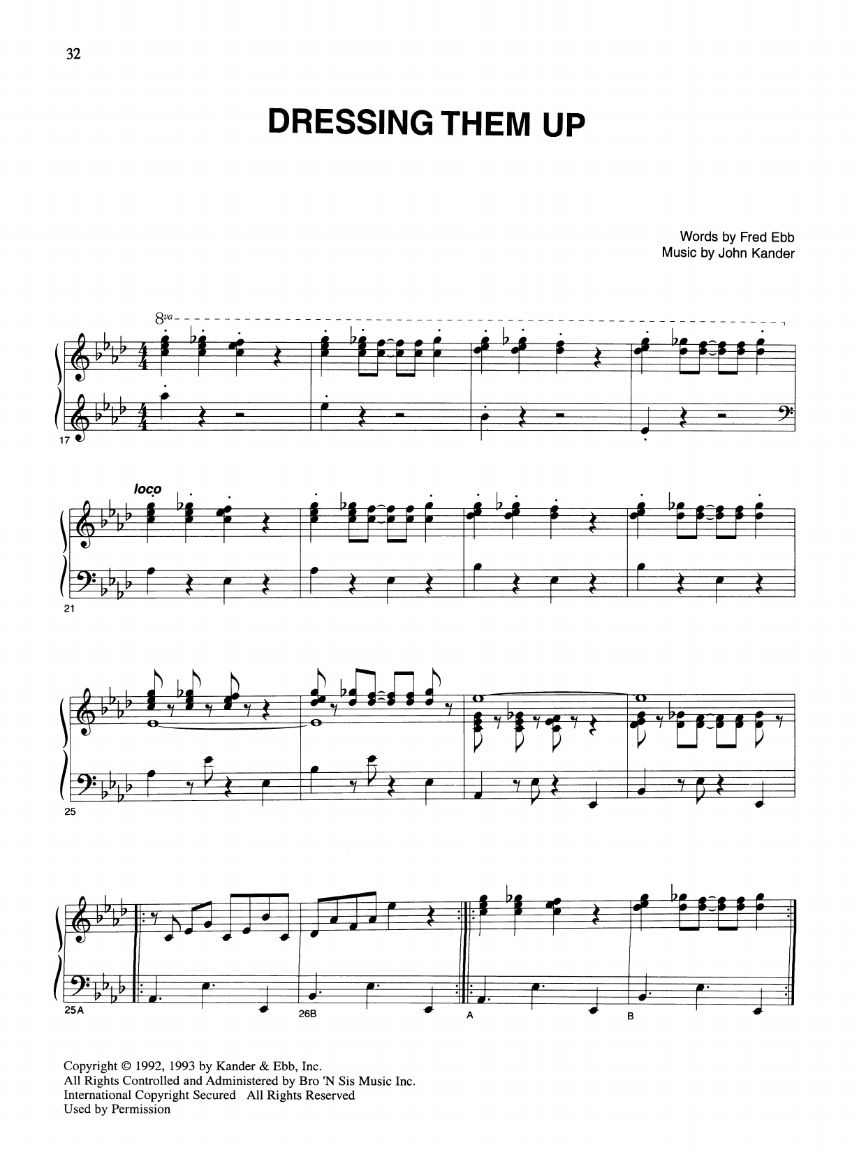 Kander & Ebb Dressing Them Up (from Kiss Of The Spider Woman) sheet music notes and chords. Download Printable PDF.